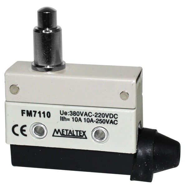 Fines de carrera plástico 10A/250VCA SPDT serie FM7 - Palanca corta con roldana unidireccional