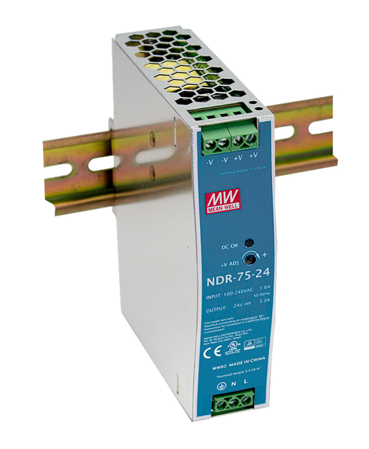 Fuente de poder Riel DIN metálica 75W NDR-75 - 24V