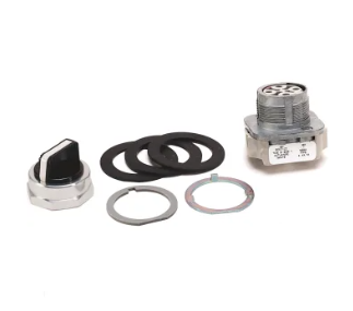 Selector Switch, 3 Position, 30mm, Knob, Black with White Insert, Spring Return from Both
