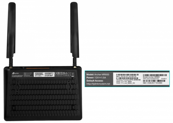 MR600. Enrutador TP-LINK de 300 Mbps con soporte 4G/LTE, ranura para 1 SIM, 1 puerto WAN, 3 puertos LAN de 1000 Mbps, 2 antenas SMA y doble banda 2,4/5 GHz AC1200