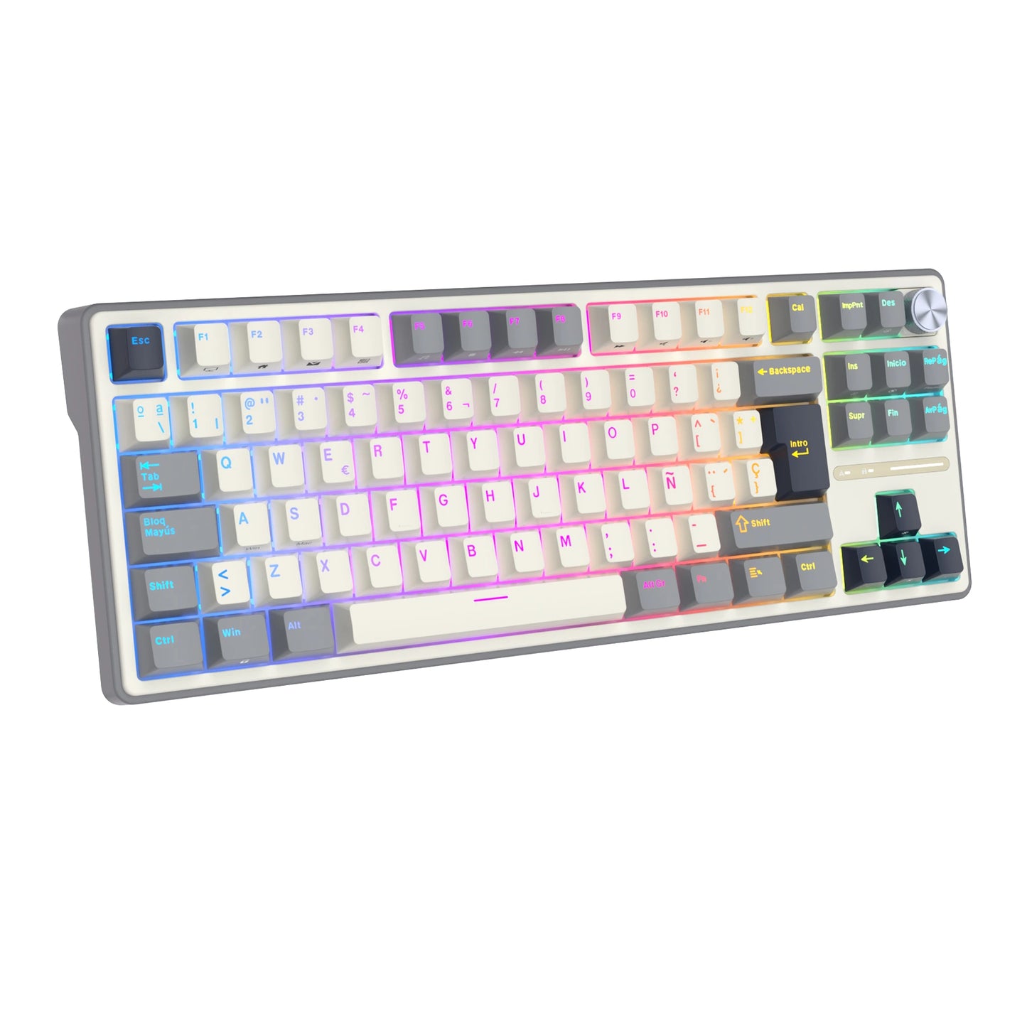 Teclado de Escritura Electromecánico RK R87Pro Semitamaño Gris 80% Idioma Español Pulsadores Rectos – Royal Kludge