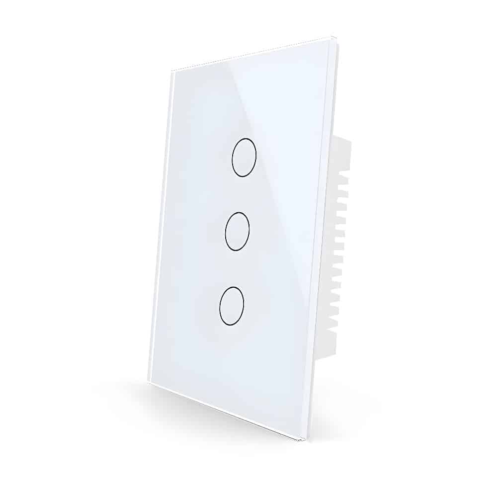 Conmutador de Conexión Inalámbrica para Pared sin Conductor Neutro de Tres Canales – Compatible Sonoff
