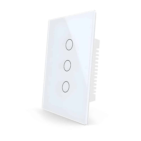Conmutador de Conexión Inalámbrica para Pared sin Conductor Neutro de Tres Canales – Compatible Sonoff