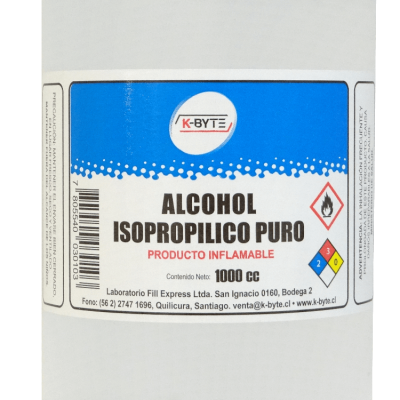 ALCOHOL-1 Envase 1000ml Alcohol Isopropílico 1Litro para Desengrase