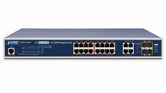 Switch administrado combinado L2+ de 16 puertos 10/100/1000BASE-T 802.3at PoE + 4 puertos Gigabit TP/SFP (Descontinuado)