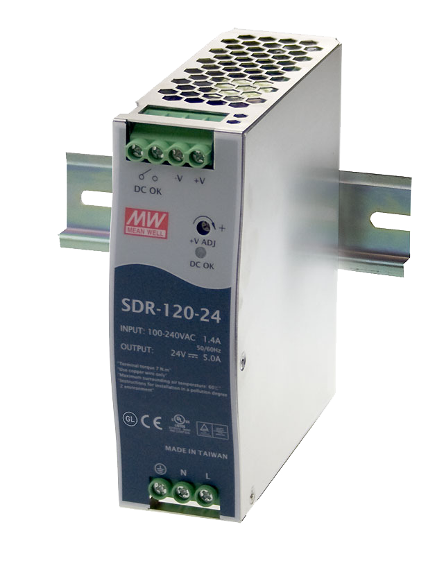 Fuente de poder Riel DIN 120W metal SDR-120 - 24V