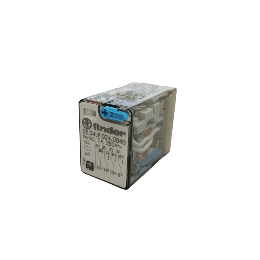 Relé de Aplicación Industrial 4 Polos Conmutables 7A 24Vcc – Finder