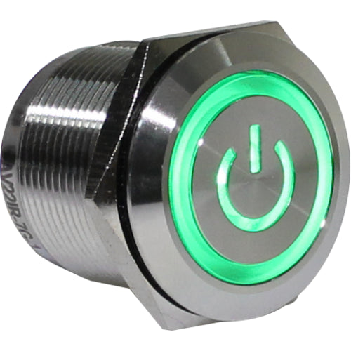 Botón antivandálico retentivo iluminado 22mm Serie AVI-R - En blanco - Rojo - Piloto LED 24VAC/DC - Metálico negro