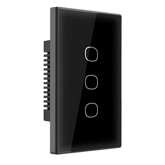 Conmutador mural inalámbrico Sonoff TX Segunda Generación de 3 vías compatible con Matter en tonalidad negra