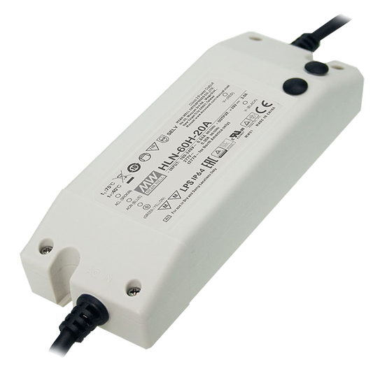 Driver LED plástico voltaje PFC 60W HLN-60H - A - Ajuste Potenciómetro (Io) - 54V