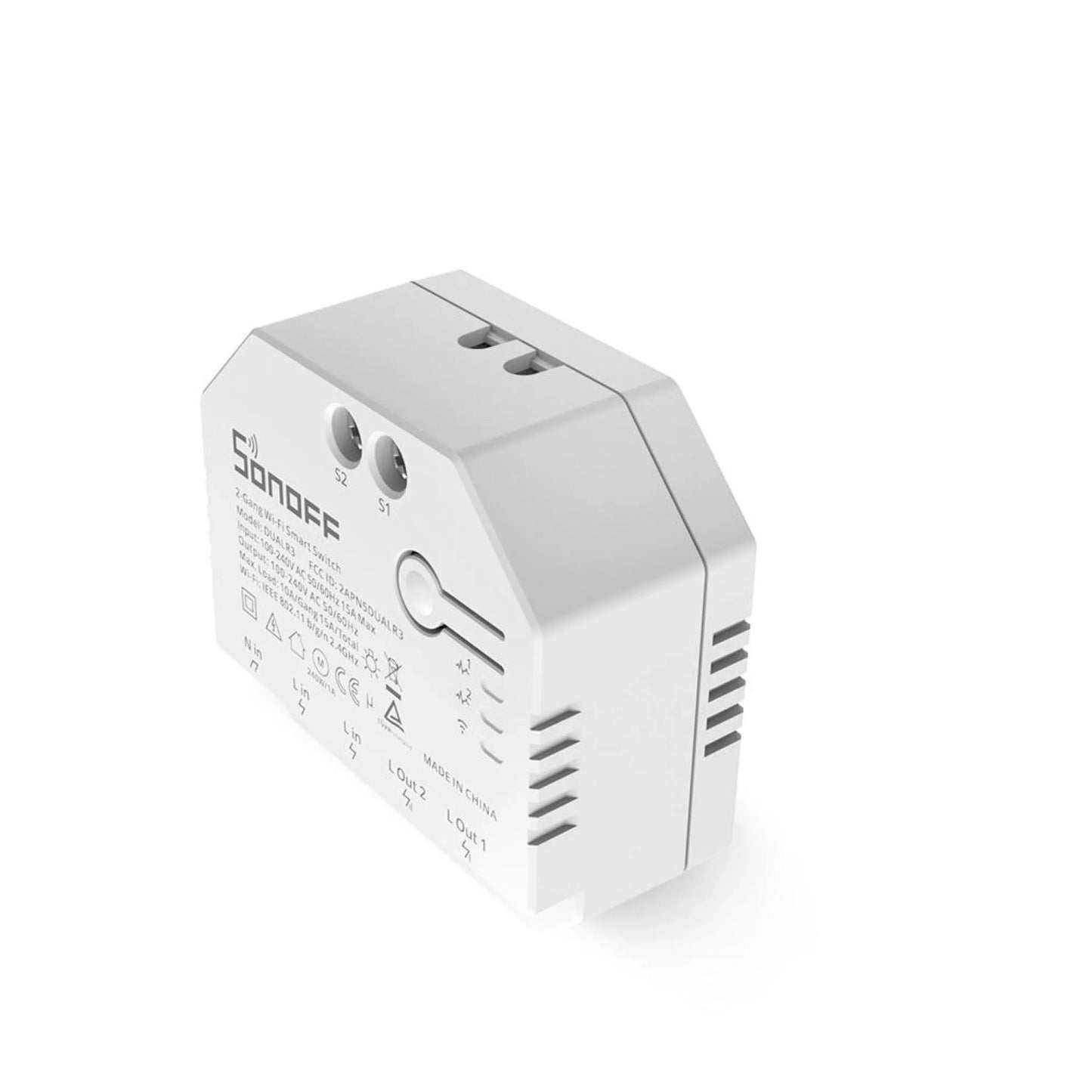 Control Inteligente WiFi Sonoff DUALR3 para Automatización de Puertas con Monitoreo de Consumo Eléctrico