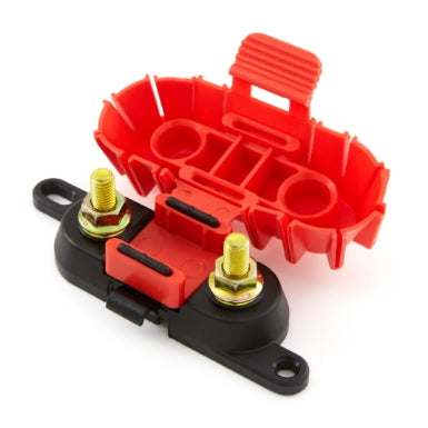 Portafusible MEGA 300A 32VAC/32VDC marca GEP Power, con tapa roja