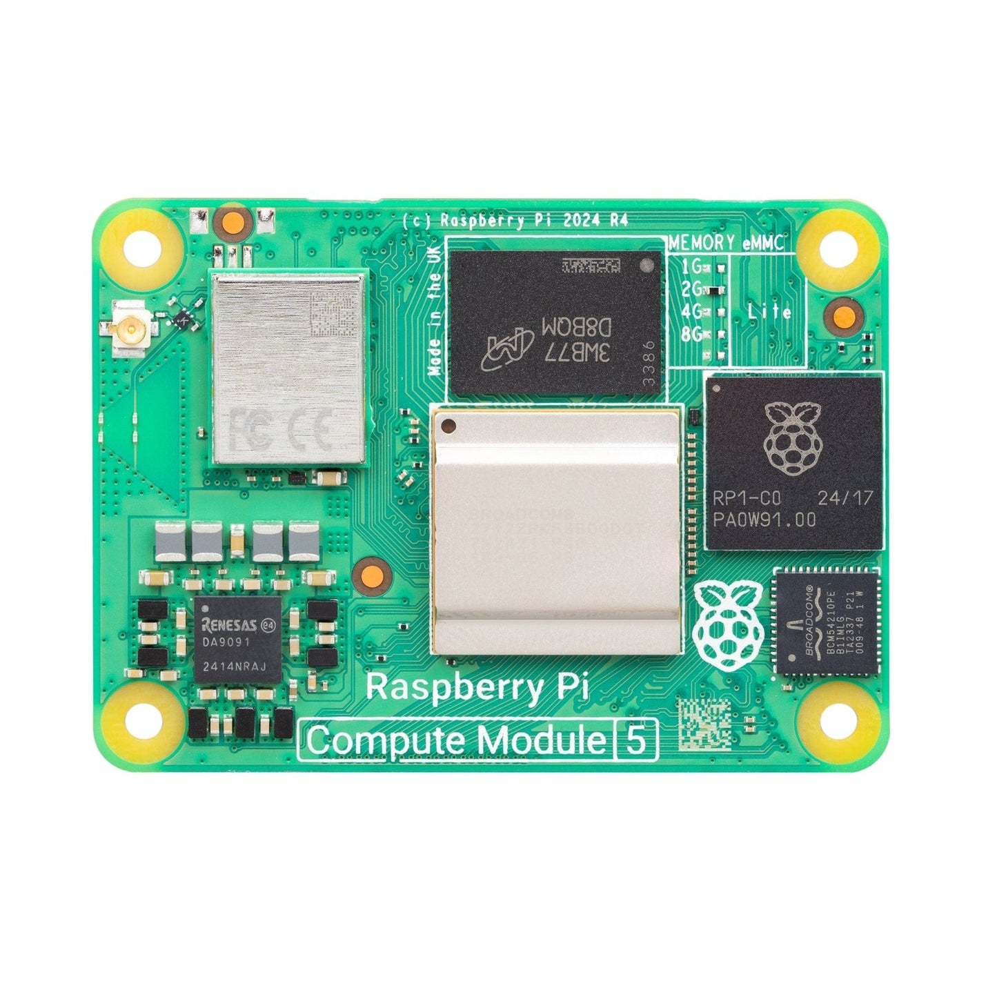 Placa Computadora Raspberry Pi Módulo de Procesamiento 5 8GB Memoria RAM 32GB almacenamiento eMMC