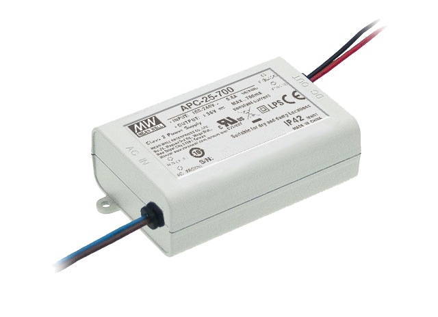 Driver LED plástico corriente 25W APC-25 - 350mA (comúnmente usado)