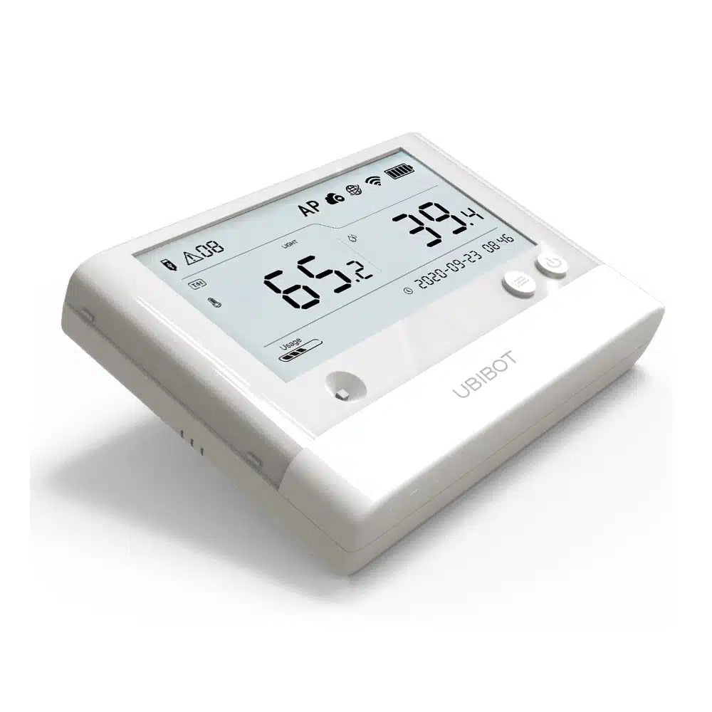 Equipo de vigilancia ambiental WS1 PRO para Temperatura, Humedad y Luminosidad de Ubibot incluye funda protectora