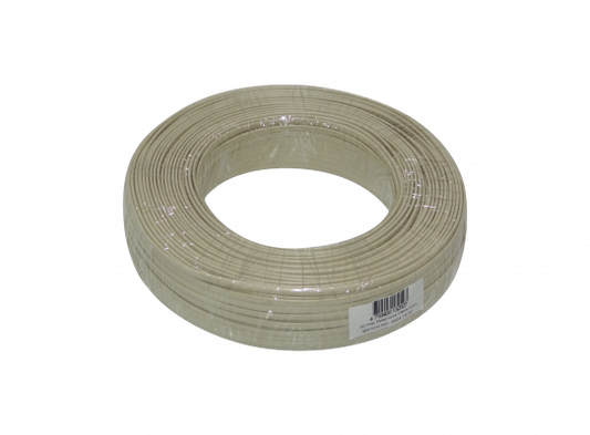 J100-4P. Cable Telefónico Plano de 4 Hilos Blanco/Gris/Marfil en Carrete de 100 Metros