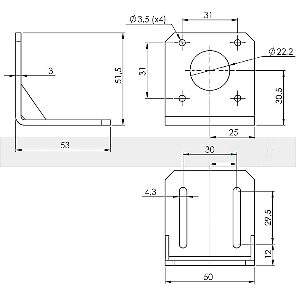 Plataforma Sostén Acero Motor Nema 17