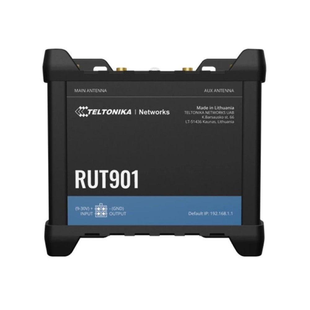 Equipo de encaminamiento celular industrial con conectividad 4G LTE (Categoría 4), 3G y 2G – Teltonika RUT901 con capacidad WiFi y gestión de dos SIM