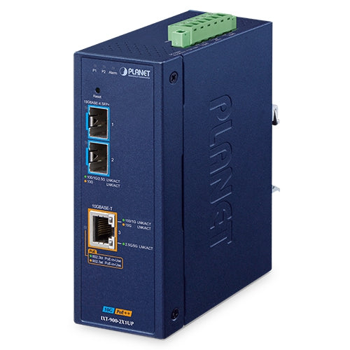 Conversor de Medios Industrial Administrado 2 Puertos 10G SFP+ + 1 Puerto 10GBASE-T 802.3bt PoE++