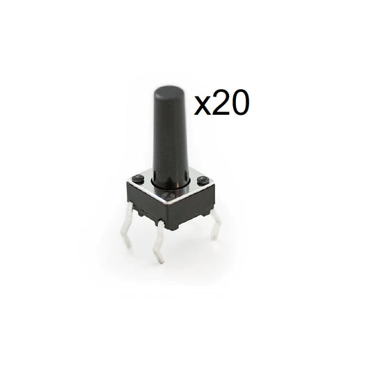 Colección de 20 Botones Pulsadores Altura 10mm