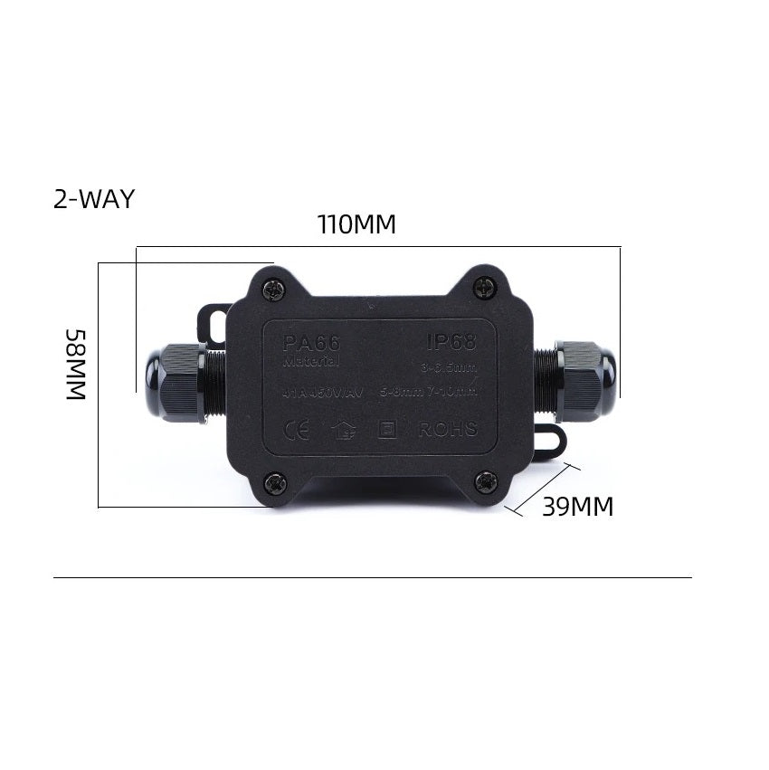 Contenedor hermético resistente al agua clasificación IP68 con doble entrada