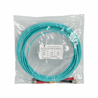 JF3TT5. Cable puente de fibra óptica multimodo MM dúplex OM3 de 5 metros, conectores ST a ST, cubierta LSZH de 3,0 mm y núcleo de 50/125 µm.