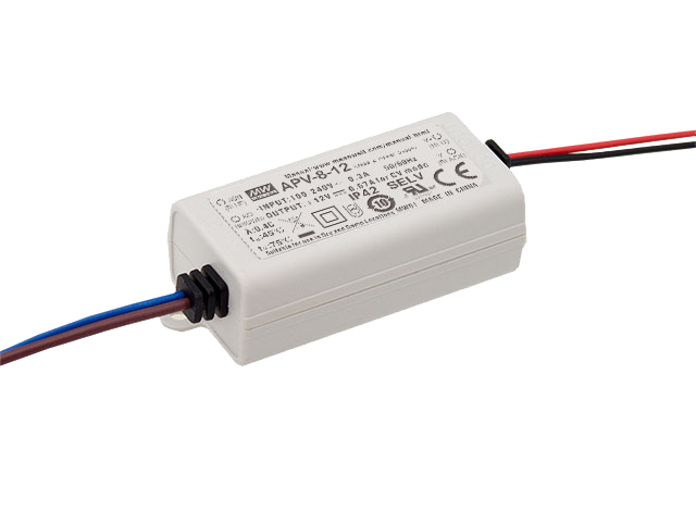Driver LED plástico voltaje 8W APV-8 - 12V