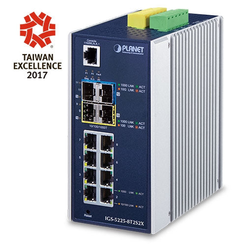 Switch Ethernet Administrado Industrial L3 de 8 Puertos 10/100/1000T + 2 Puertos 100/1000X SFP + 2 Puertos 10G SFP+ (-40~75 Grados C)