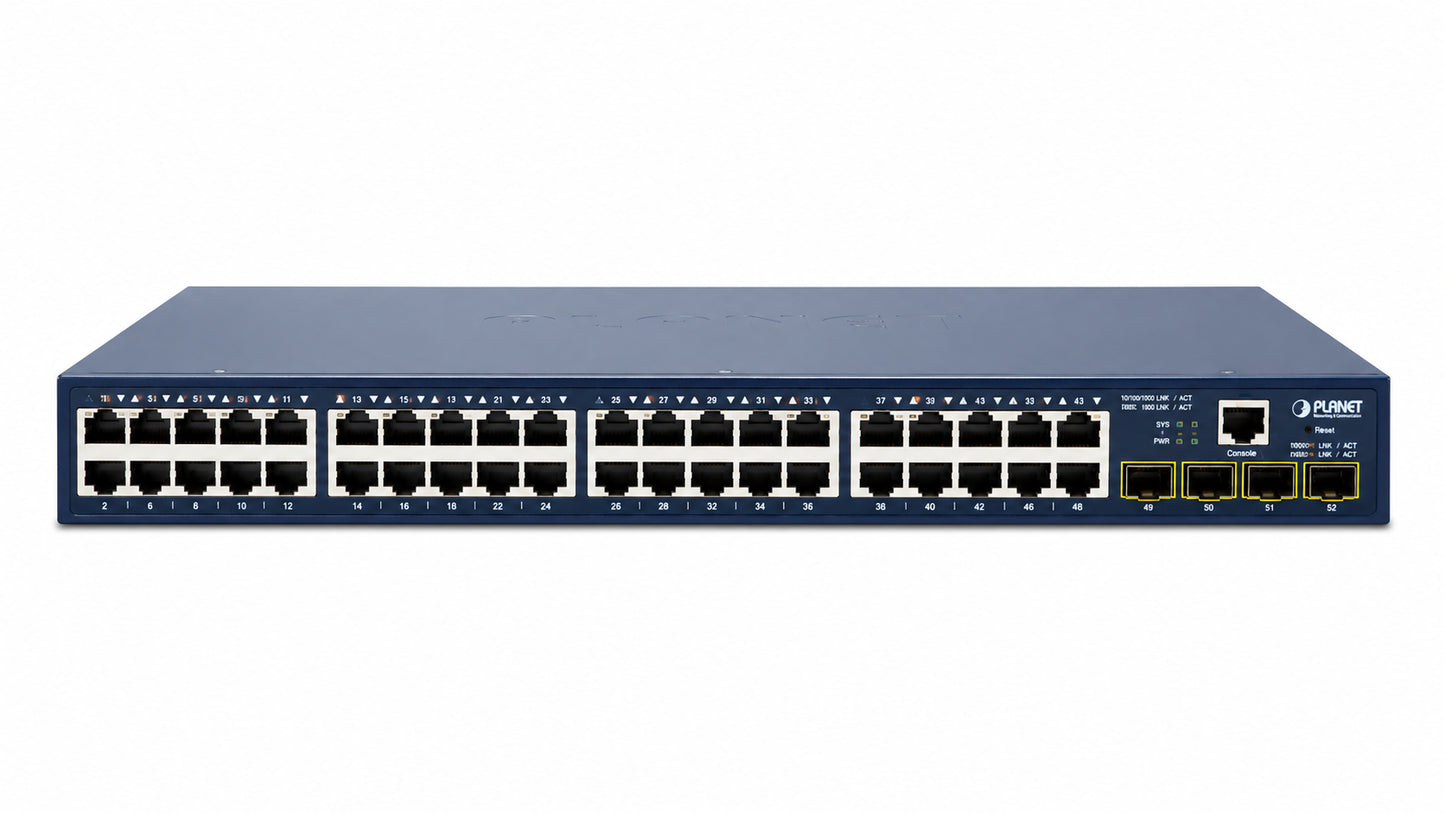 Switch Gigabit Administrado SFP de 48 Puertos 10/100/1000BASE-T + 4 Puertos 100/1000BASE-X