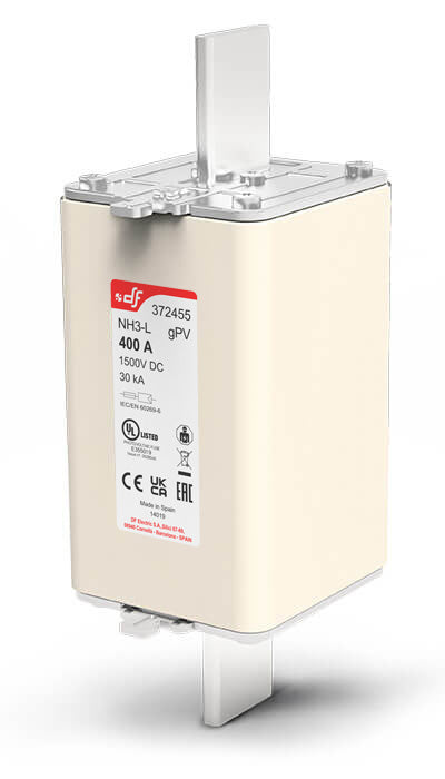 Fusible NH3L gPV 315A 1500 VDC, marca DF Electric