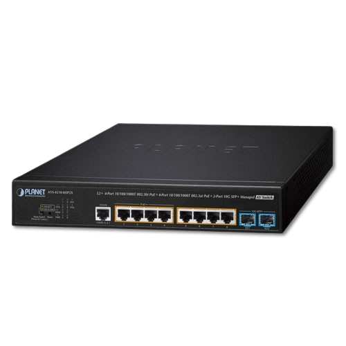 Switch Administrable L2+ AV 8 Puertos Gigabit PoE++ + 2 Puertos 10G SFP+ PLANET AVS-4210-8HP2X