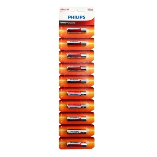 Juego de 10 Acumuladores Alcalinos AAA Philips