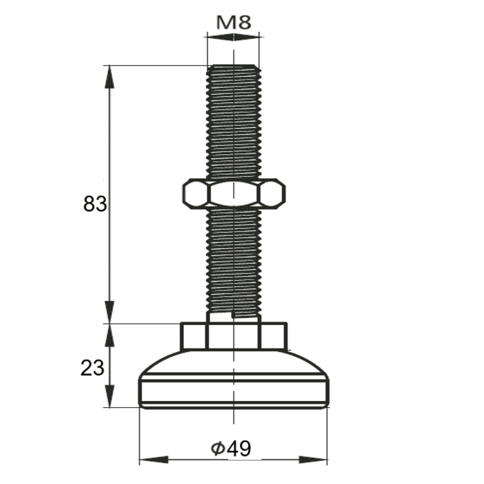 Pata ajustable M8 (Pack 4 und)