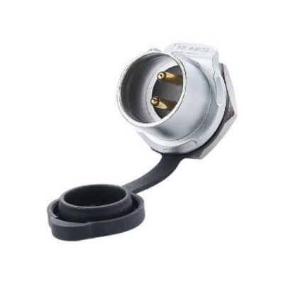 Conector Circular CNLINKO LP-20 Macho 2 Pines Panel Metálico con Tuerca (Soldadura)