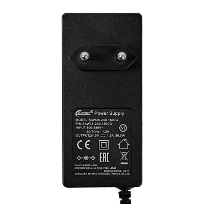 F24-W36. Suministro Eléctrico MKTK 24VDC 1,5A para Instalación Interna Conector-5,5x2,1mm Compatible Mikrotik para mUPS