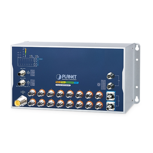 Conmutador Ethernet Gestionado Industrial ITS-6326-16P2T2XS-WV L3 de 16 Puertos 10/100/1000T 802.3at PoE+ M12 + 2 Puertos 10GBASE-T M12 + 2 Puertos 10G Q-ODC Con Entrada de Voltaje Dual de 24-110 VCC