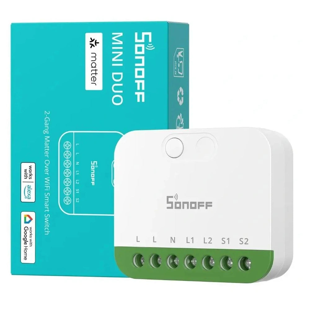 Conmutador de Red WiFi Doble Canal Sonoff Mini DUO Mini-2GS con Protocolo Matter