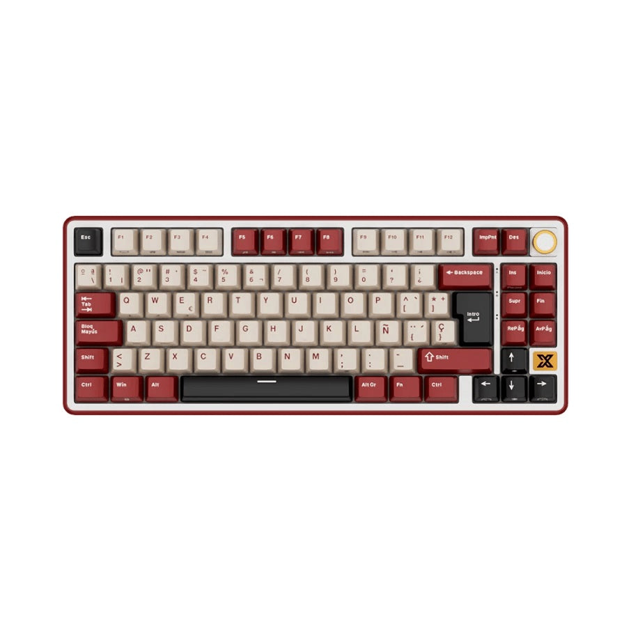 Teclado mecánico RK Royal Kludge RK X87 Burdeos Rojo 87% en español