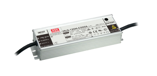 Driver LED carcasa metálica corriente 120W HLG-120H-C - 500mA (comúnmente usado) - A - Ajuste Potenciómetro (Io)