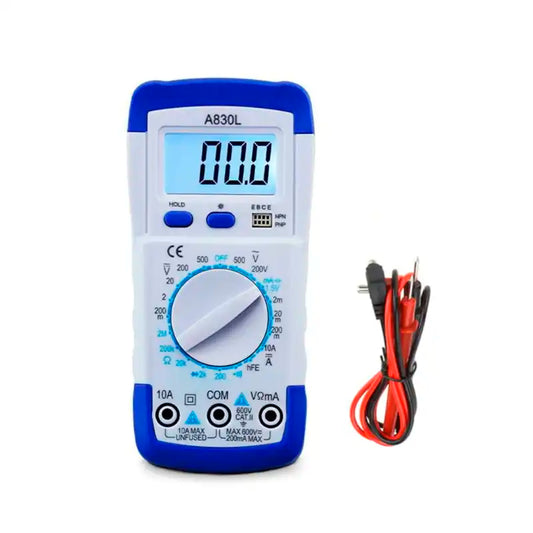 Medidor Digital Multifunción A830L con Pantalla LCD, Corriente Alterna Continua, Verificador de Diodo y Tensión