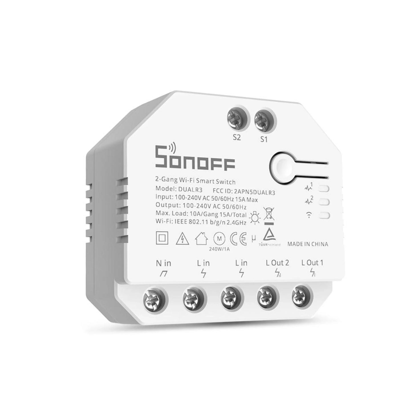 Control Inteligente WiFi Sonoff DUALR3 para Automatización de Puertas con Monitoreo de Consumo Eléctrico