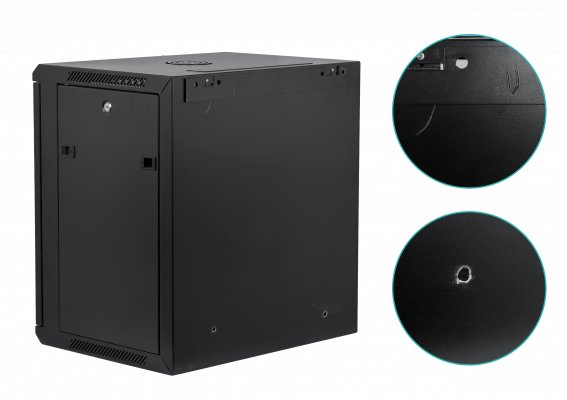 RK12-4L-LIQ. USADO LINKMADE CON RAYONES RACK DE PARED NEGRO 45Cm de profundidad 12U Gabinete Rack