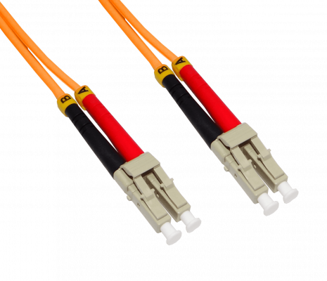 JFMLL3. Cable puente de fibra óptica dúplex multimodo OM1 de 3 metros con conectores LC a LC, núcleo de 62,5/125 µm y cubierta LSZH