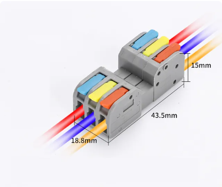 Miniconector de cable rápido acoplamiento 3 pines tipo WAGO