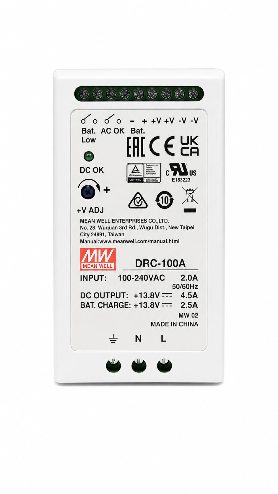 Fuente de poder riel DIN con UPS 100W DRC-100 - 13.8V / 13.8V
