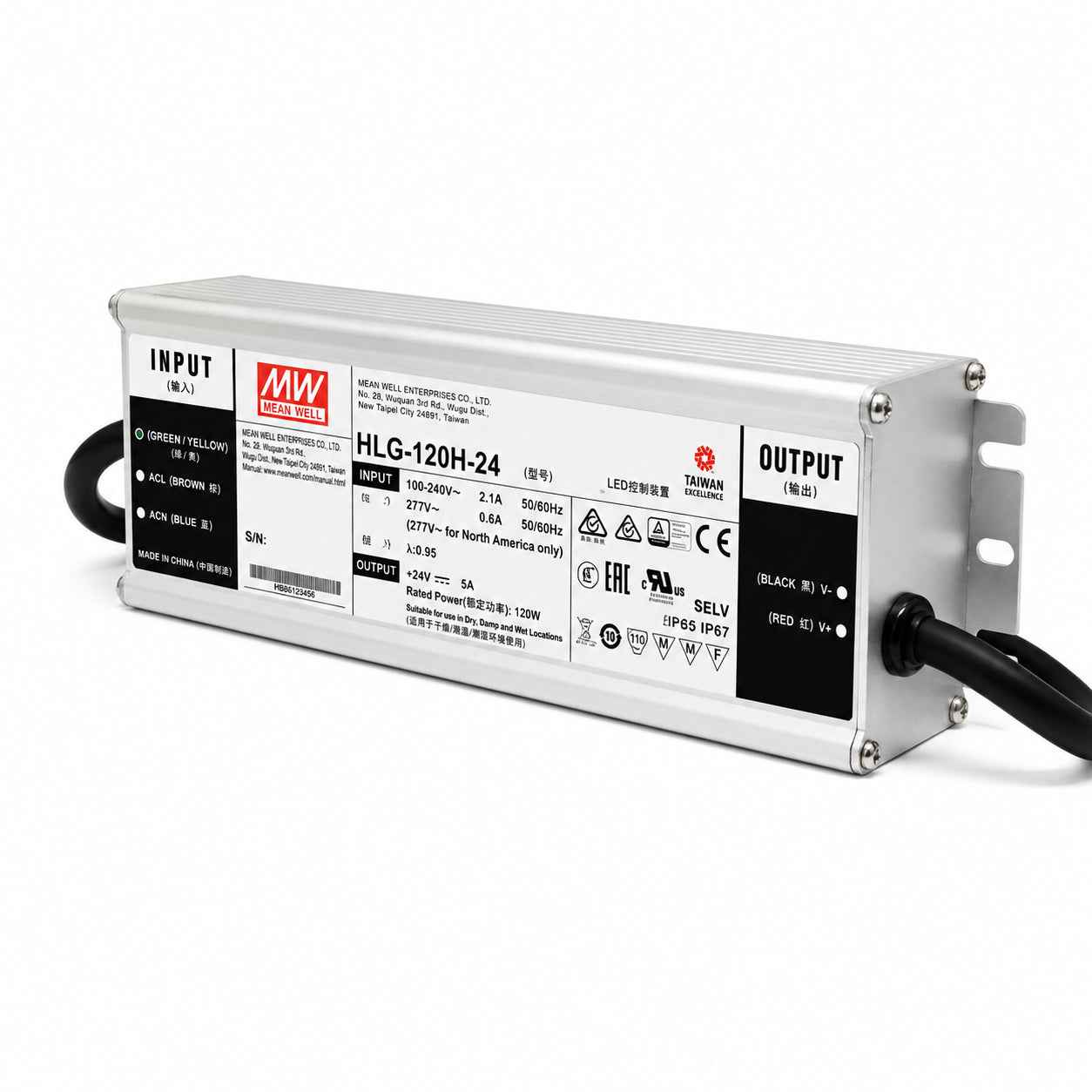 Driver LED carcasa metálica voltaje 120W HLG-120H - Fija - 48V