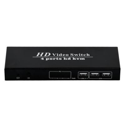 HKVM-4. Conmutador KVM de 4 puertos HDMI y USB-C con cables incluidos, 2 puertos USB 2.0 tipo A, requiere fuente F5, formato 2U.