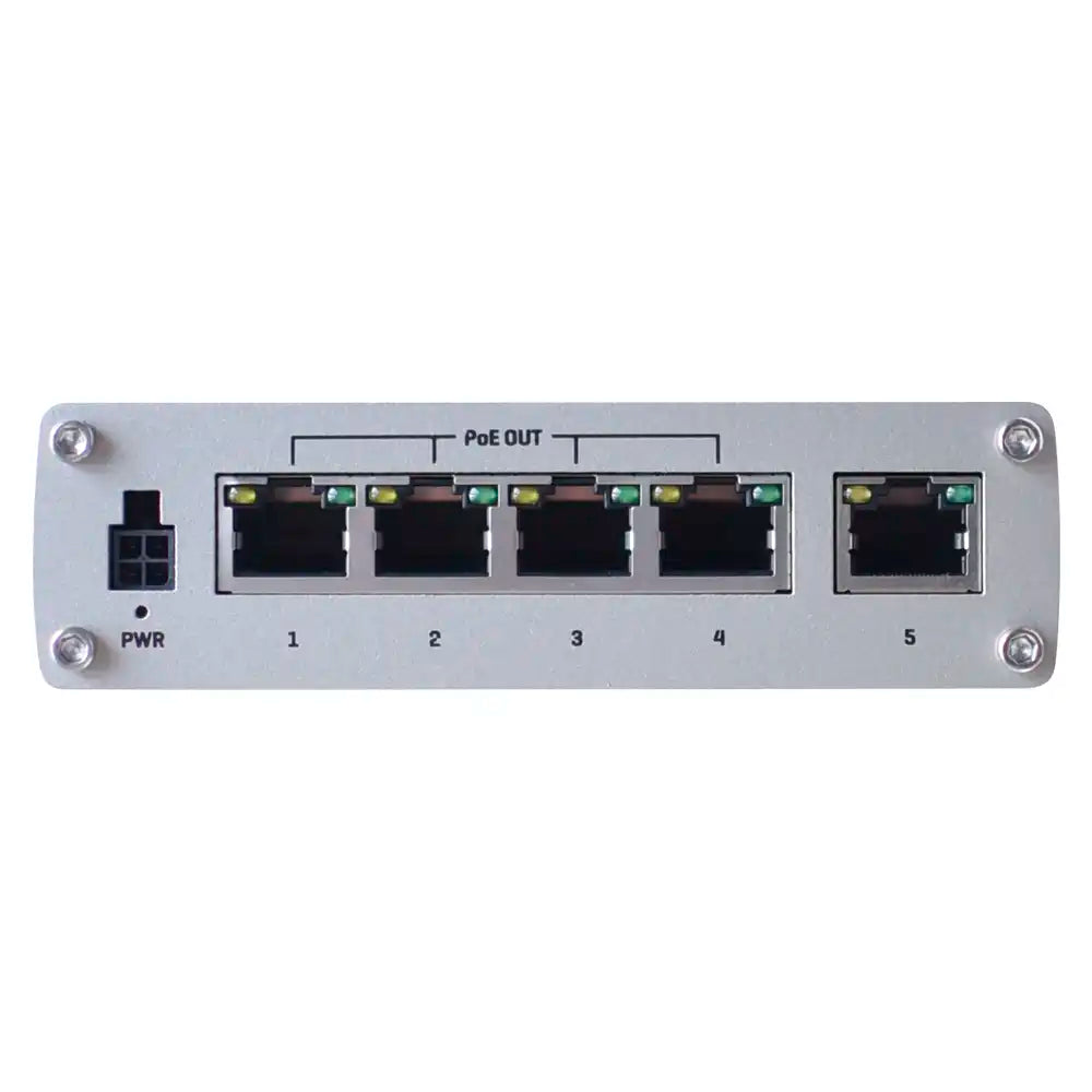Conmutador de Red Industrial PoE Teltonika TSW100, 5 Puertos Ethernet 10/100/1000 Mbps con Inyección de Energía en Puertos 1-4