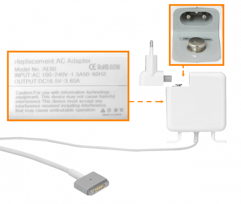 MAGSAFE2-60W Fuente Alternativa 16,5V 60W 3,65A Magnética para MacBook MacbookPro13