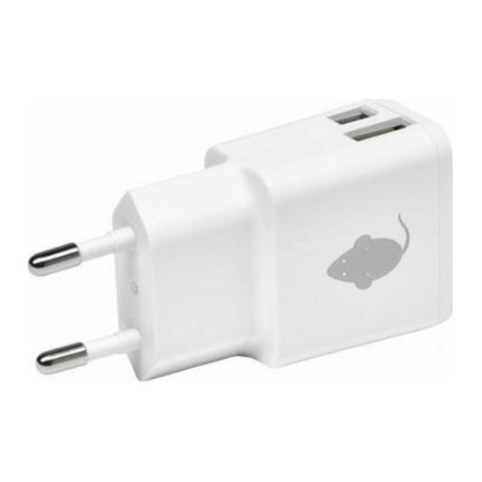 Adaptador de corriente dual: puertos USB y USB-C en color blanco – Greenmouse